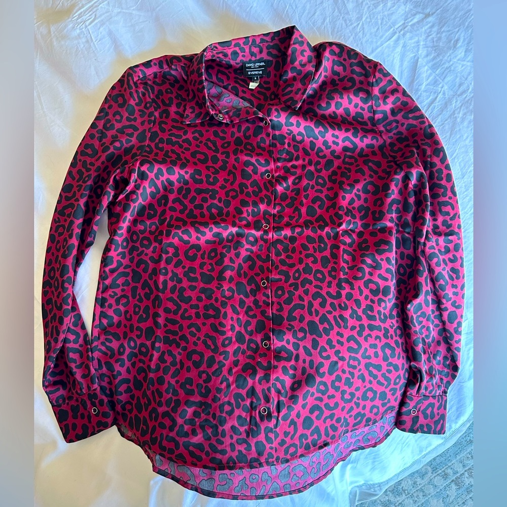 David Lerner leopard-print buttondown. Size small.